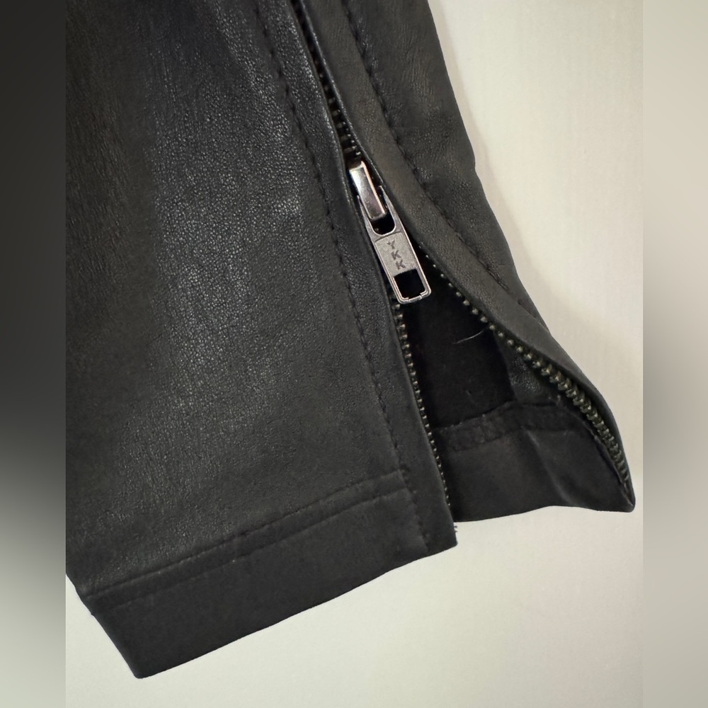 Leith Black Leather Leggings Ankle Zip Stretch Size M - Picture 5 of 7